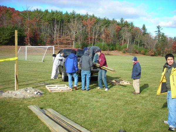 unloading the wood